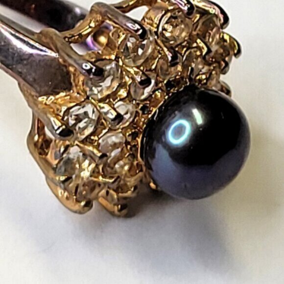 Genuine Small Black Pearl Ring Size 5.25 - Picture 7 of 15